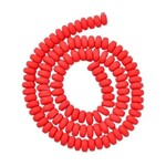 6x3mm Rondelles, red, 113-116pcs,  17" strand, hole 1.5mm, polymer clay beads, 20gms/0.71oz