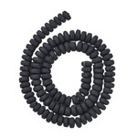 6x3mm Rondelles, black, 113-116pcs,  17" strand, hole 1.5mm, polymer clay beads, 20gms/0.71oz