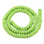 6x3mm Rondelles, light green, 113-116pcs,  17" strand, hole 1.5mm, polymer clay beads, 20gms/0.71oz