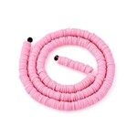 6x1mm Heishi Beads, flamingo pink, 380-400pcs, 17" strand, polymer clay, 21gms/0.74oz