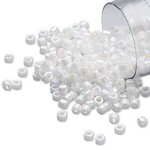 #11 Delica Seed Beads, Opaque Rainbow Pearl White, DB202-TB, 1 two inch tube, approx 1440 beads, 7.2 grams