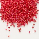 #11 Delica Seed Beads, Opaque Luster Red Ab/Rainbow, DB214-TB, 1 two inch tube, approx 1440 beads, 7.2 grams