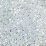 #11 Delica Seed Beads, Satin Ab Crystal Silk White, DB670-TB, 1 two inch tube, approx 1440 beads, 7.2 grams