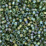 #11 Delica Seed Beads, Transparent Olive Green Ab/Rainbow, DB1247-TB, 1 two inch tube, approx 1440 beads, 7.2 grams