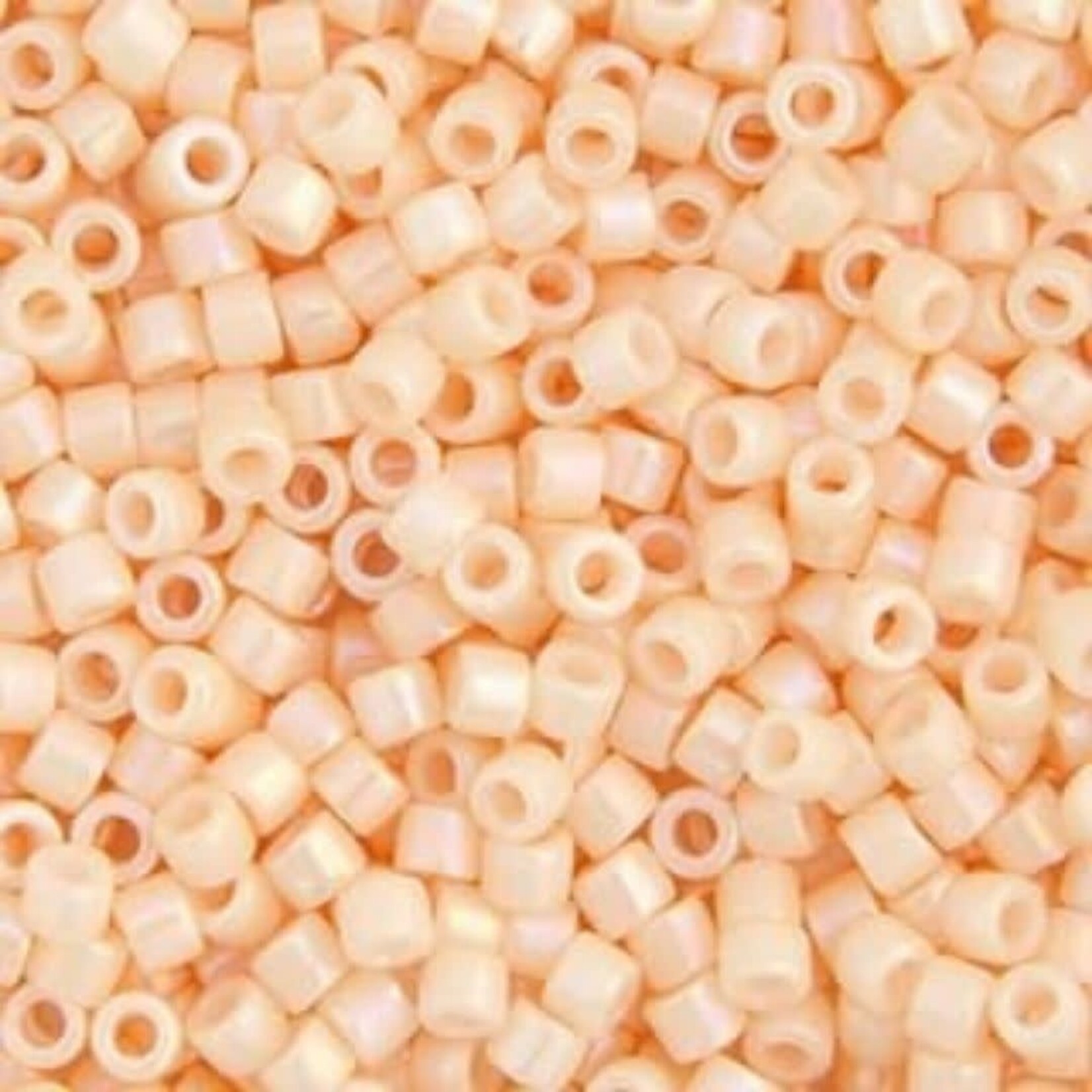 #11 Delica Seed Beads, Opaque Light Peach Ab/Rainbow, DB1502-TB, 1 two inch tube, approx 1440 beads, 7.2 grams