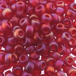 #6 Miyuki Seed Beads - Matte Transparent Red Rainbow/AB, 6-9141FR-TB, 1 five inch tube, approx 240 beads, 20 grams