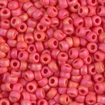 #8 Miyuki Seed Beads - Matte Opaque Vermillion Red Rainbow/AB, 8-9407FR-TB, 1 five inch tube, approx 858 beads, 22 grams