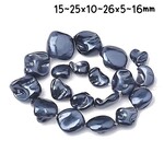 Shell Pearls Nuggets, approx 18pcs, 16" strand, 15~25x10~26x5~16mm, slate grey blue, grade a, hole 1mm, 55gms/1.94oz