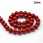 10mm Shell Pearls Round, approx 38pcs, 16" strand, dark red, grade a, hole 1mm, 64gms/2.26oz
