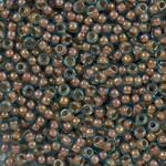 #11 Miyuki Seed Beads - Cream Lined Aqua, 11-9351-Tb, 1 five inch tube, approx 24 grams