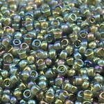 #11 Miyuki Seed Beads - Yellow Lined Aqua Ab, 11-9361-Tb, 1 five inch tube, approx 24 grams