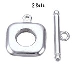 Stainless Steel RectangleToggle Clasps, 2 sets, ring 18x15x3mm, 7mm inner diameter, bar 21x6x2.5mm, 9gms/0.32oz