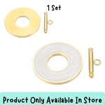 GP Stainless Steel Toggle Clasps, 1 set, white enamel, ring 19.5x2mm, id 10mm, bar 21x7x3mm, hole 2mm, in store only