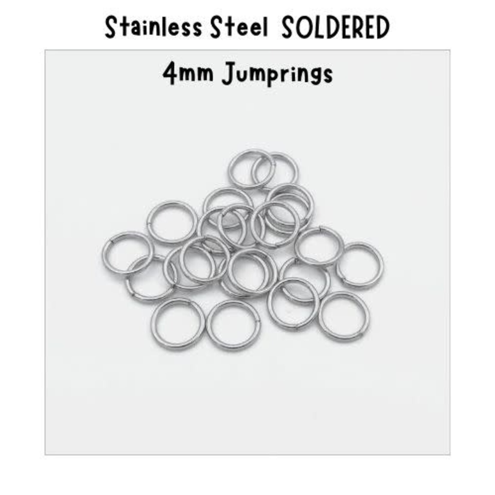 4mm Stainless Steel SOLDERED Jumprings, approx 50pcs, 21 guage, 6x0.8mm, 2gms/0.07oz