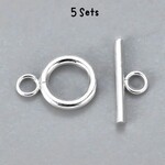 SP Stainless Steel Toggle Clasps, 5 sets, ring 16x12x2mm, bar 18x7x2mm, hole 2mm, 9gms/0.32oz