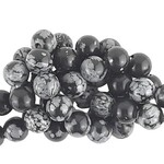 10mm Snowflake Obsidian, 8'' strand, 19 beads, round, natural, 1mm hole, gemstones, 33gms/1.16oz
