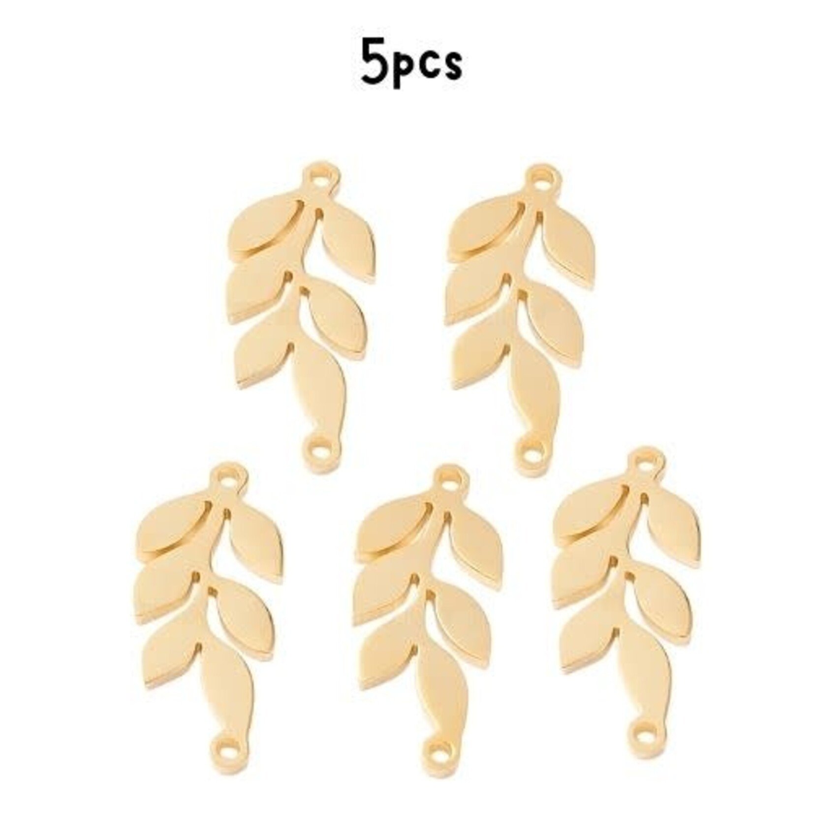 GP Stainless Steel Leaf Links/Connectors, 5pcs, 22.5x10x1.5mm, Hole 1.2mm, 7gms/0.25oz