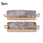 Druzy Agate Rectangle, 1pc, 30~45x8~9x4.5~7.5mm, Natural, GPB, Hole 2mm, links/connectors, 28gms/0.99oz