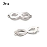 Stainless Steel Infinity, links/connectors, 2pcs, 28x9.5mm, 1mm holes, 5gms/0.14oz