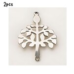 Stainless Steel Tree Of Life, links/connectors, 2pcs, 30x21.5x1mm, w/1mm hole, 11gms/0.39oz