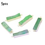 Druzy Agate Rectangle, 1pc, 30~45x8~9x4.5~7.5mm, Sea Green, Dyed, GPB, Hole 3mm, links/connectors, 28gms/0.99oz