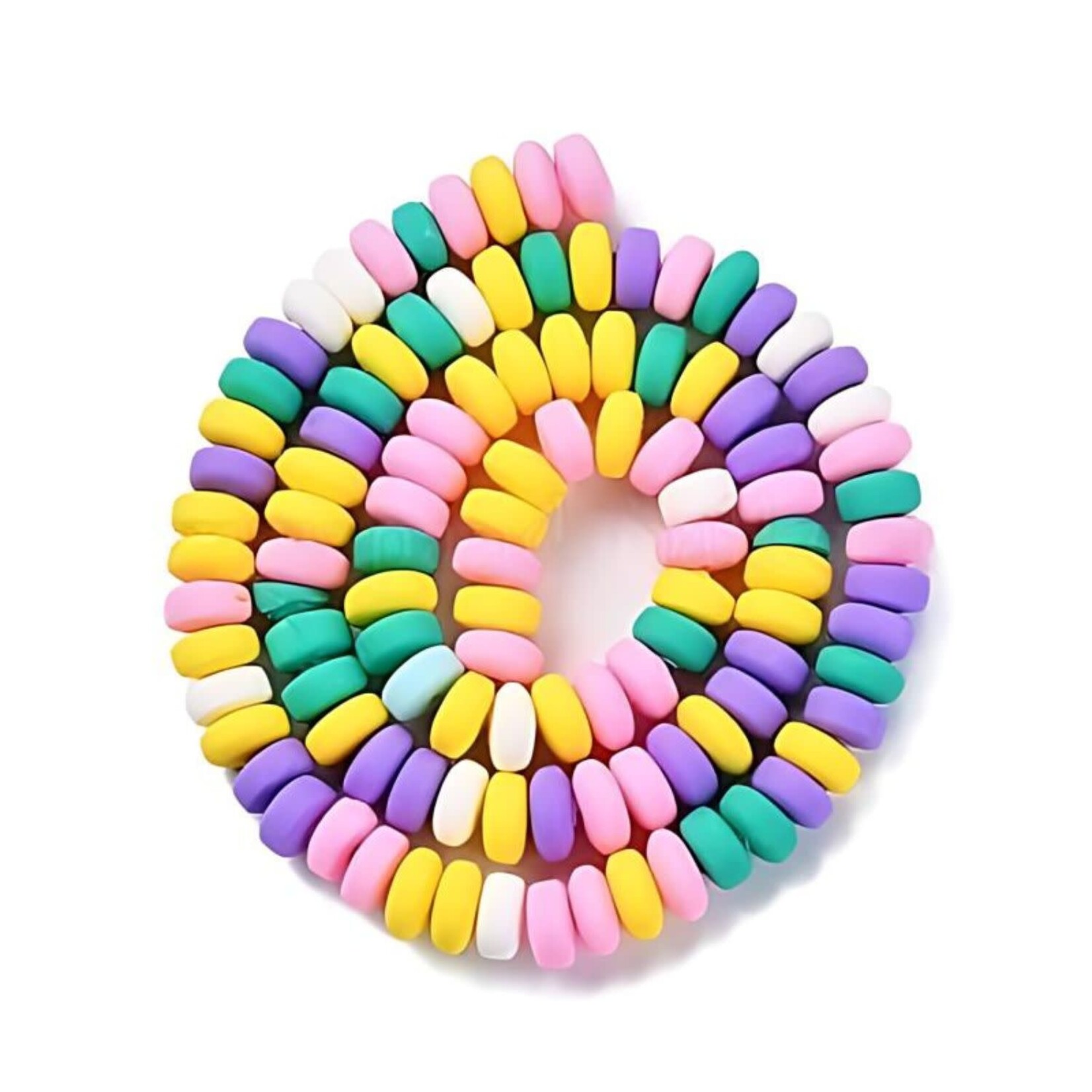 6x3mm Rondelles, pastel tones, 113-116pcs,  17" strand, hole 1.5mm, polymer clay beads, 20gms/0.71oz