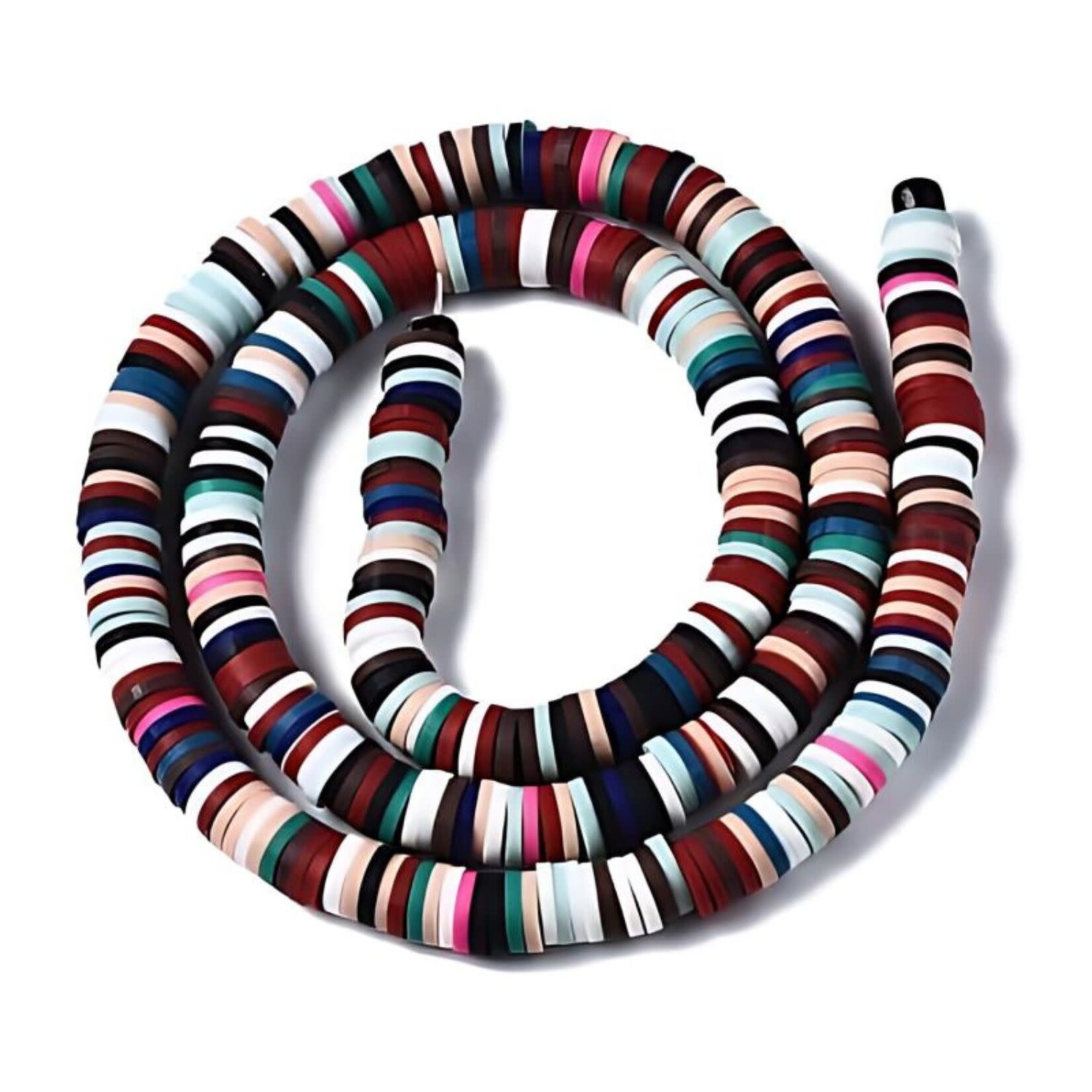 6x1mm Heishi Beads, hawaiian, 380-400pcs, 17" strand, hole 1.6mm, polymer clay, 21gms/0.74oz