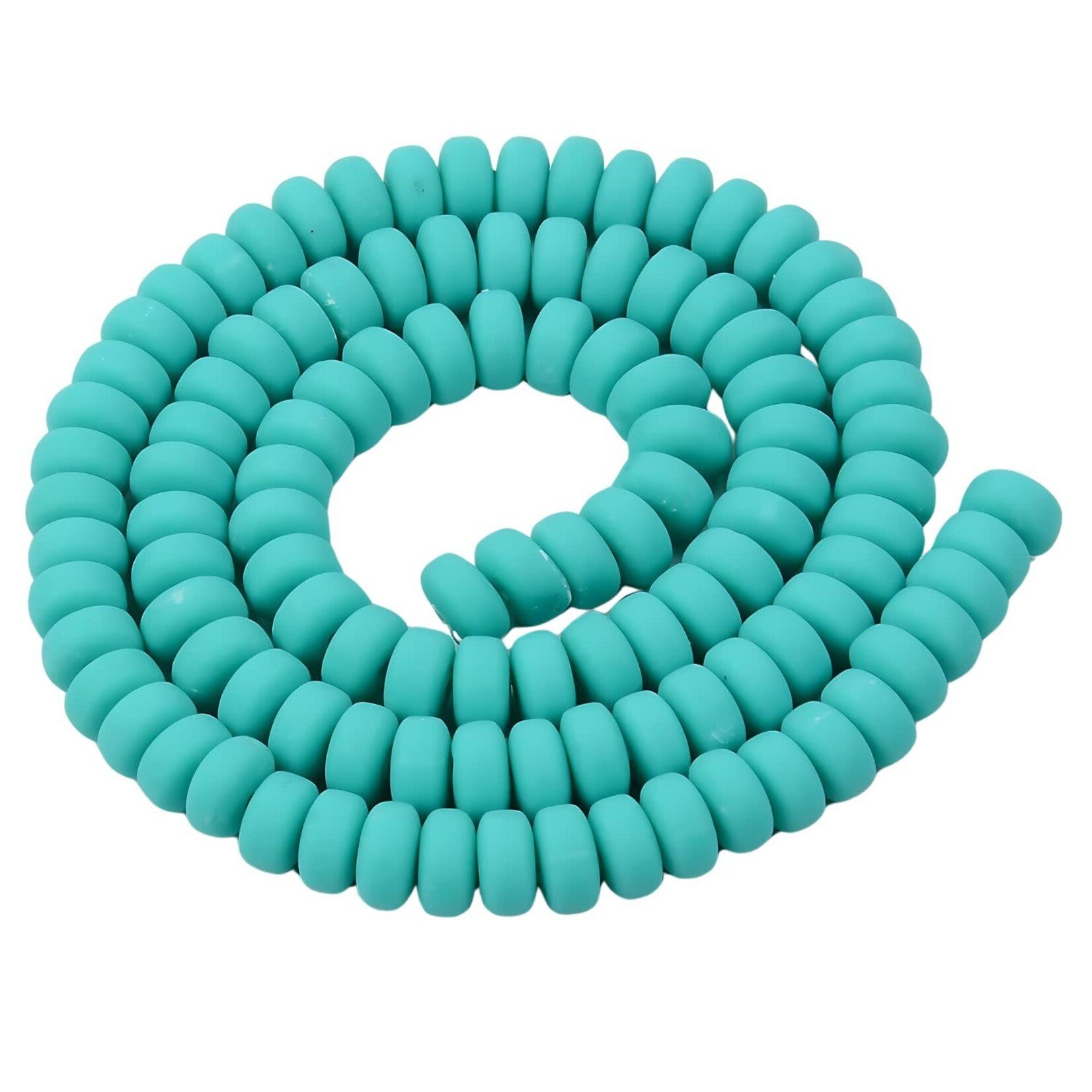 6x3mm Rondelles, turquoise, 113-116pcs,  17" strand, hole 1.5mm, polymer clay beads, 20gms/0.71oz