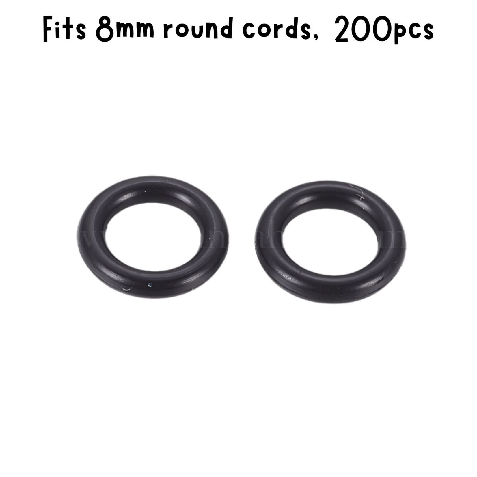 10mm Black Rubber Donut Spacers, approx 200pcs, 1.9mm thick, id 6.2mm, fits 8mm cords, 27gms/0.95oz