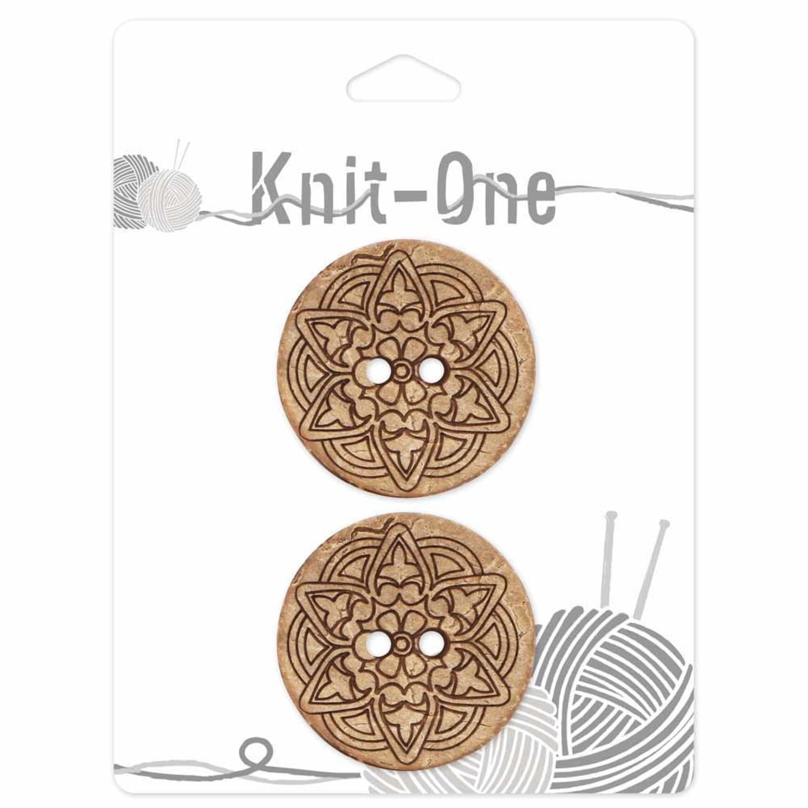 Knit One 2 Buttons x 2 holes 38mm - Coconut mandala