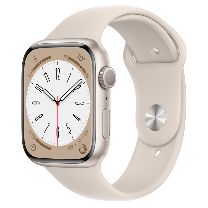 Apple Apple Watch Series 8 GPS 45mm Starlight Aluminum Case with Starlight Sport Band Apple Apple Watch Series 8 GPS 45mm Starlight Aluminum Case with Starlight Sport Band