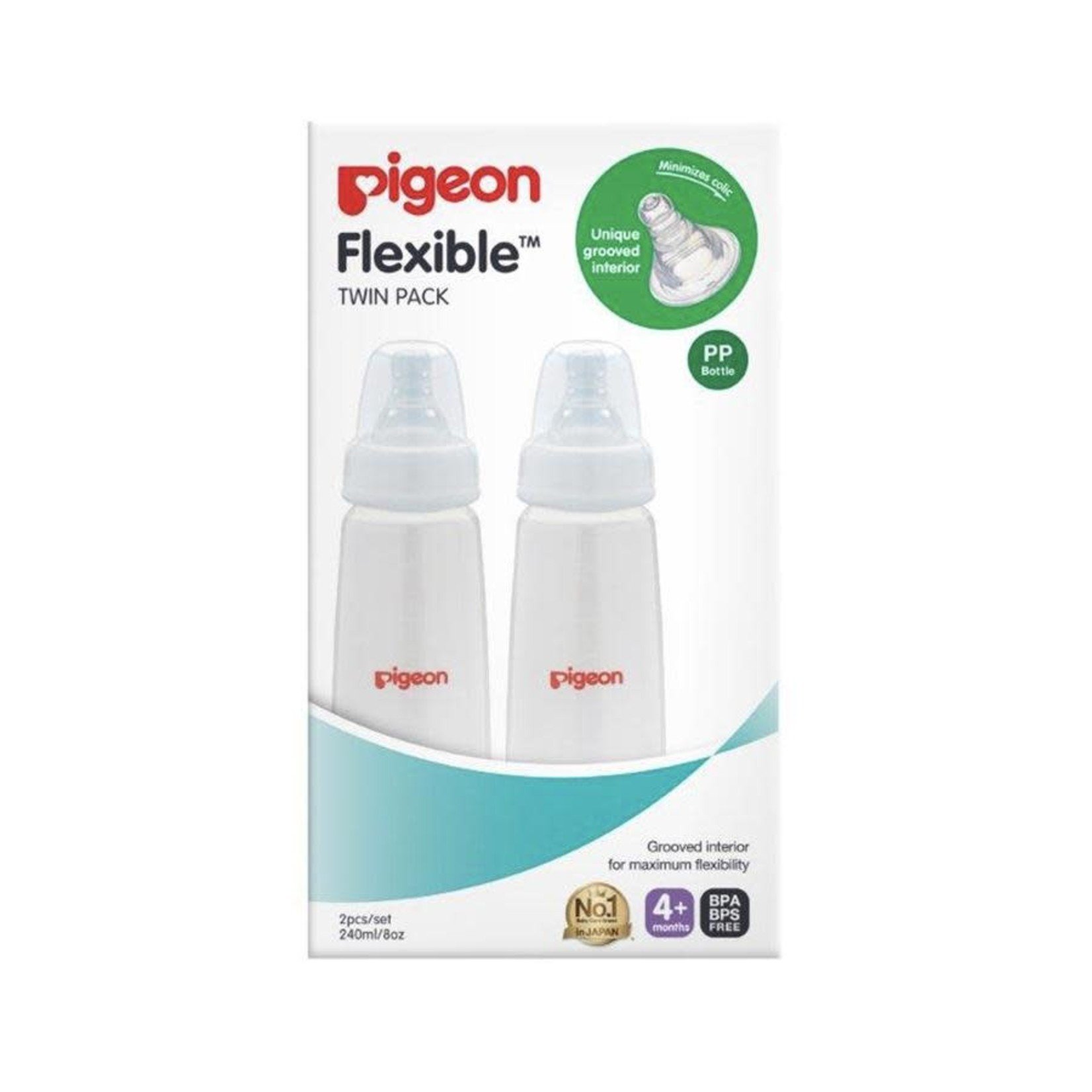 Pigeon Flexible™ Bottle 240ml Twin Pack (PP)