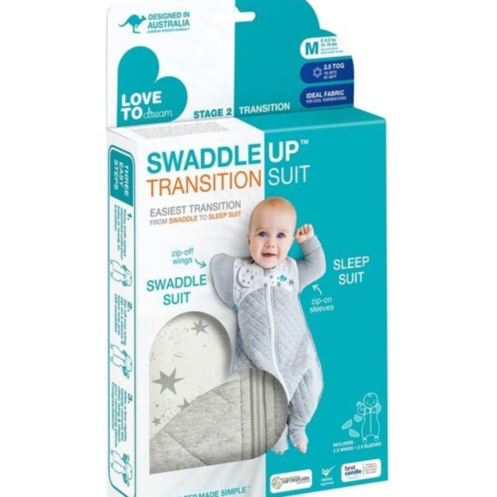 Love To Dream SWADDLE UP Transition Suit WARM 2.5T-White Moon&Stars