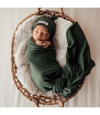 Snuggle Hunny Baby Jersey Wrap & Beanie Set-Olive