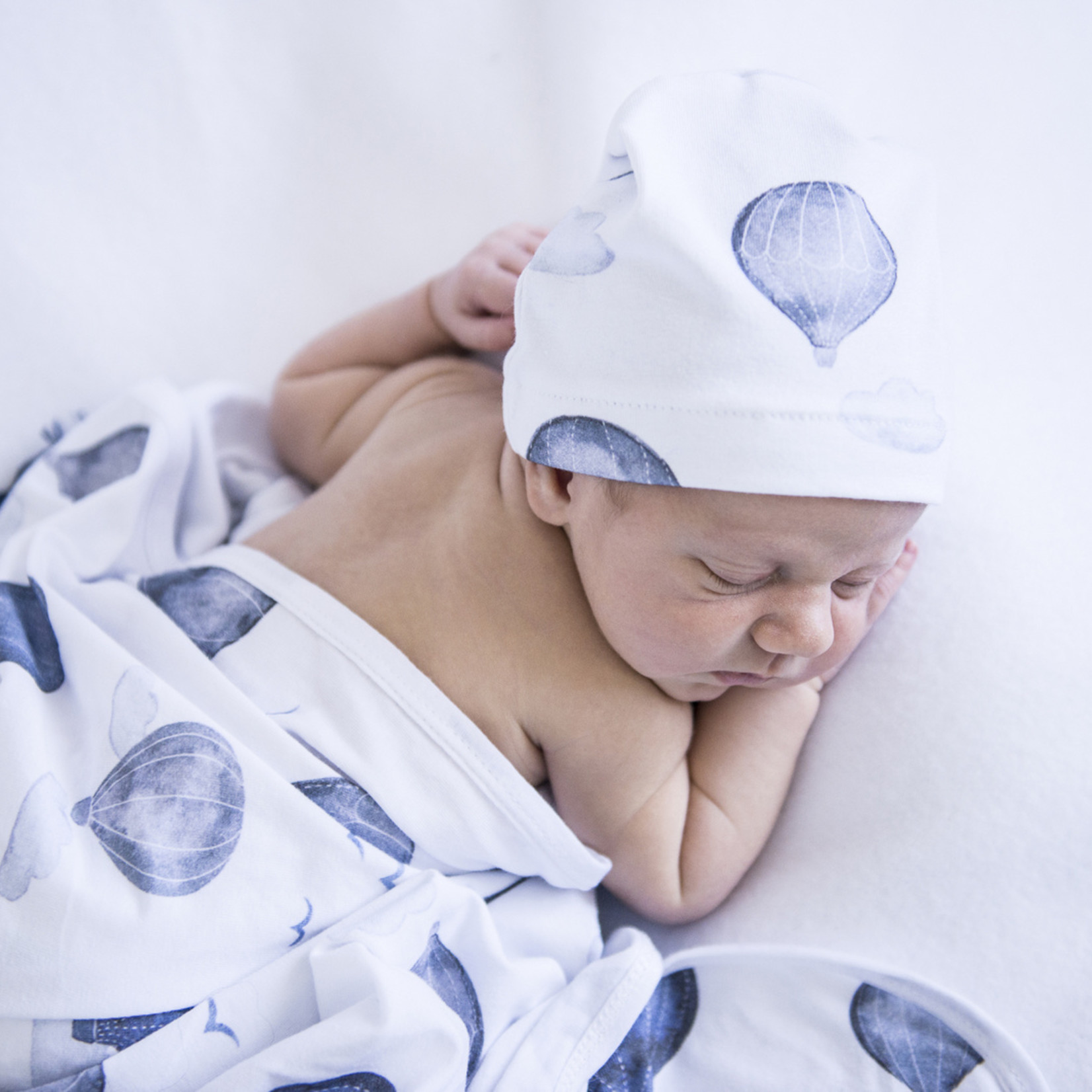 Snuggle Hunny Baby Jersey Wrap & Beanie Set-Cloud Chaser