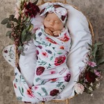 Snuggle Hunny Baby Jersey Wrap & Topknot Set-Peony Bloom