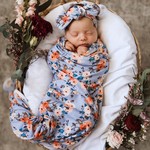 Snuggle Hunny Baby Jersey Wrap & Topknot Set-Vintage Blossom