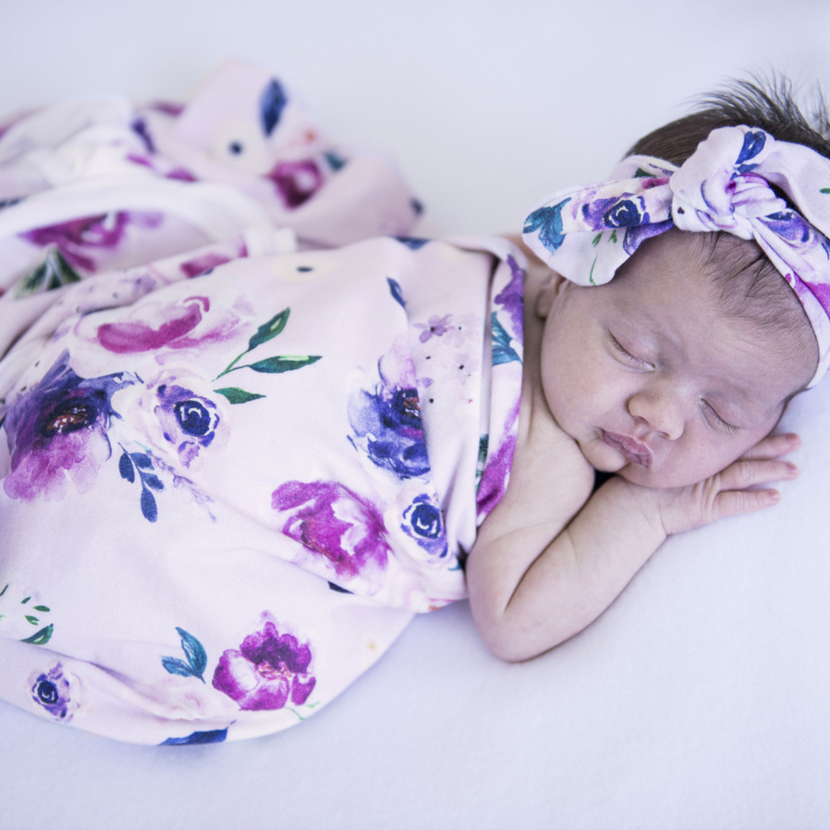 Snuggle Hunny Baby Jersey Wrap & Topknot Set-Floral Kiss