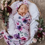 Snuggle Hunny Baby Jersey Wrap & Topknot Set-Floral Kiss
