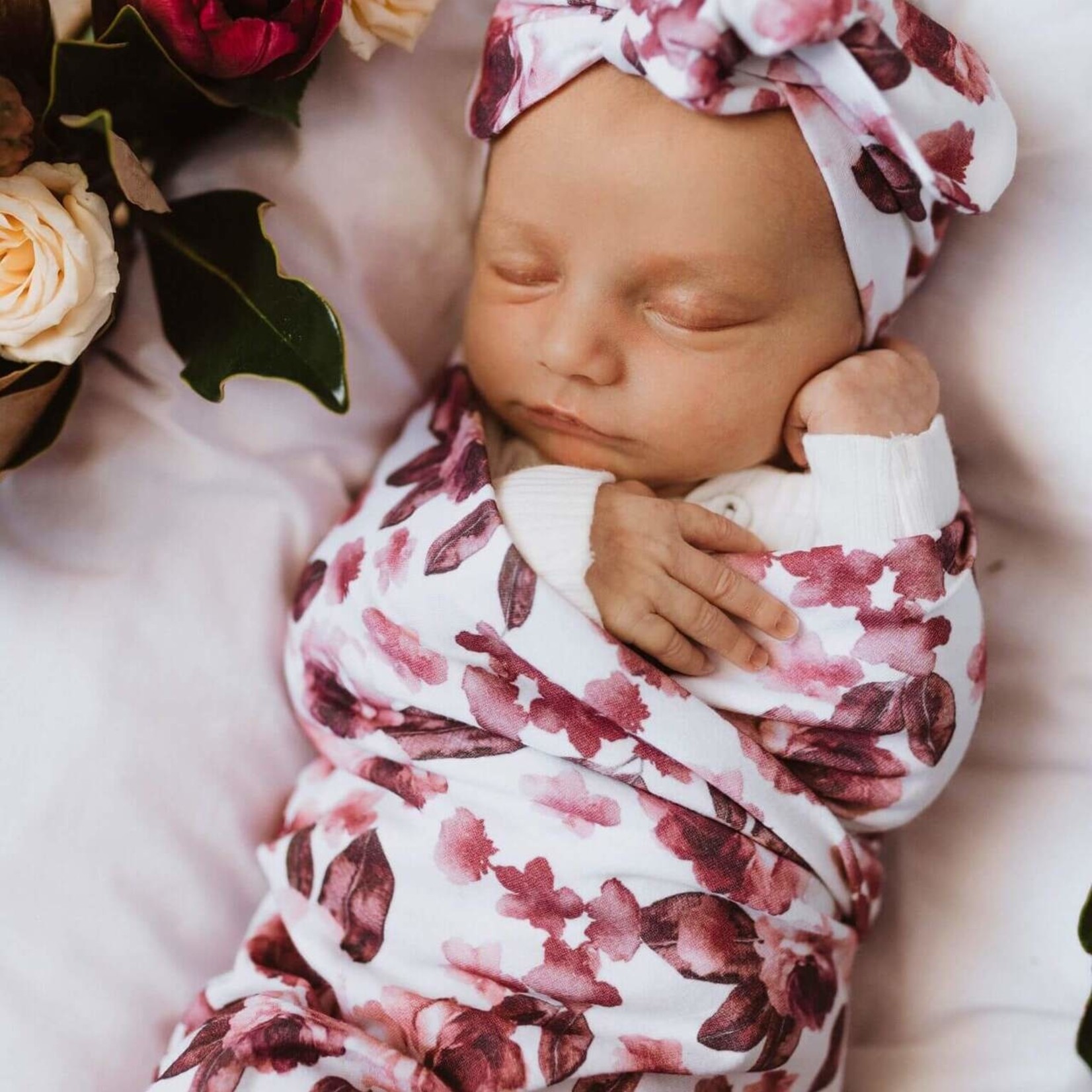 Snuggle Hunny Kids Baby Jersey Wrap & Topknot Set-Fleur