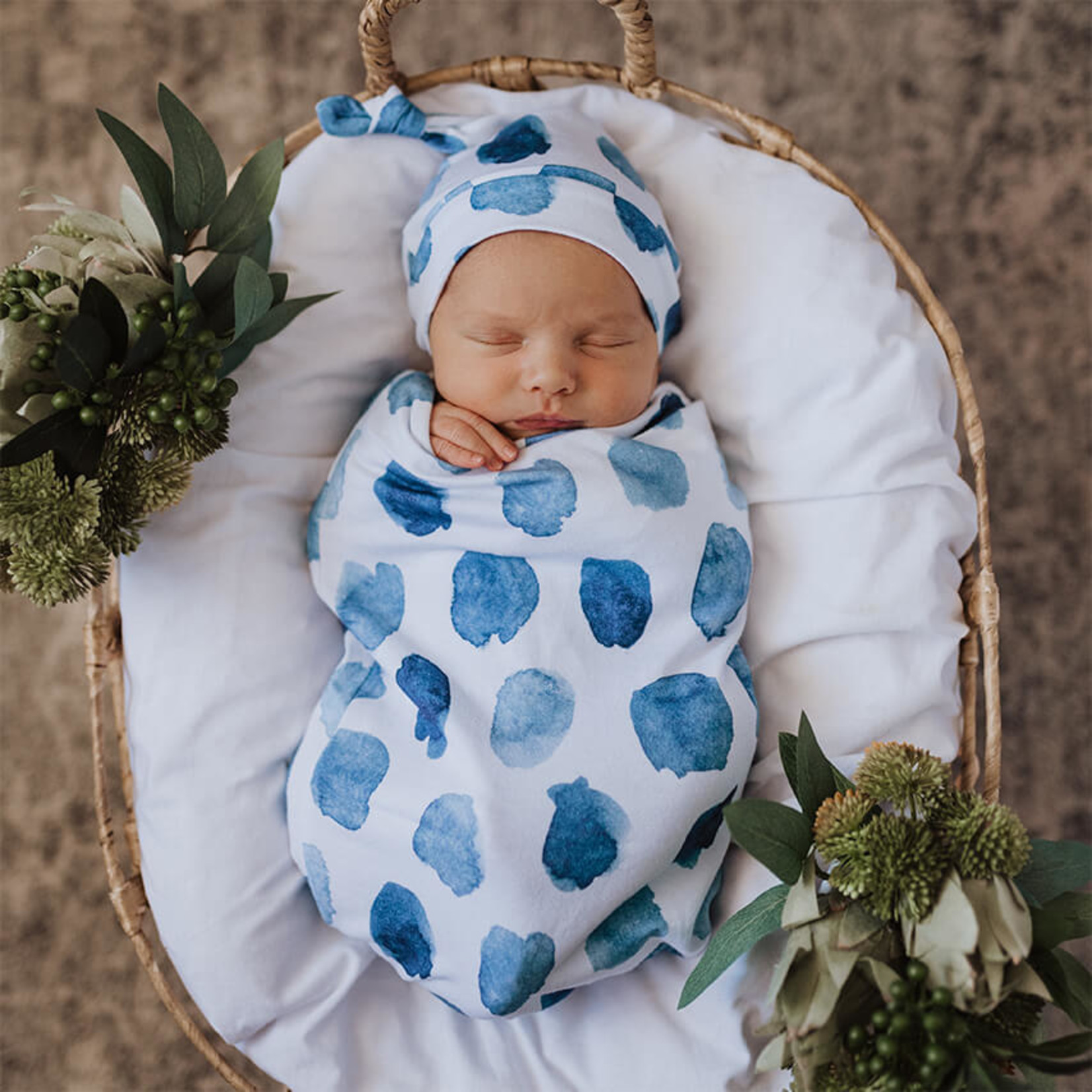 Snuggle Hunny Snuggle Swaddle & Beanie Set-Ocean Skies