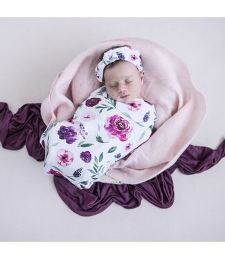 Snuggle Hunny Snuggle Swaddle & Topknot Set-Peony Bloom