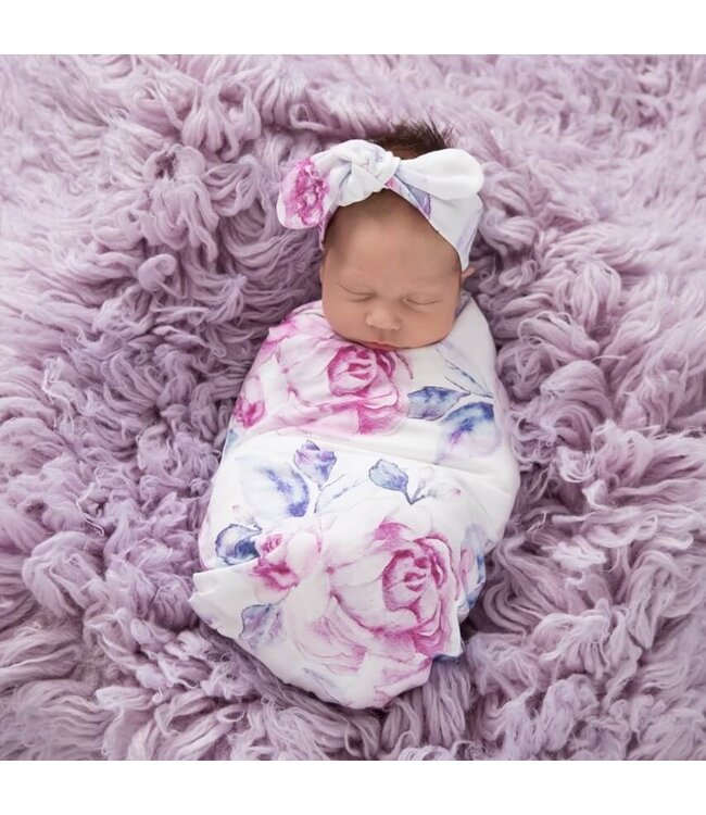 Snuggle Hunny Snuggle Swaddle & Topknot Set-Lilac Skies