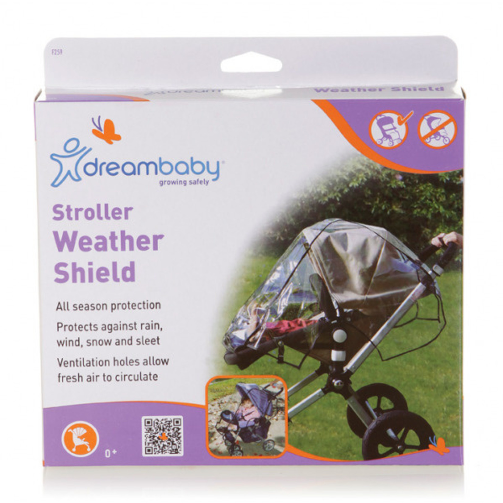 Dreambaby STROLLER WEATHER SHIELD WITH BLACK PIPING