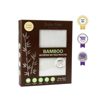 Bubba Blue Bamboo White  Waterproof Mattress Protector-Moses Basket