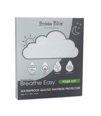 Bubba Blue Breathe Easy® Waterproof Quilted Mattress Protector-Large Cot