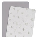 Living Textiles ORGANIC MUSLIN 2-PACK CRADLE/CO-SLEEPER FITTED SHEETS - DANDELION/GREY