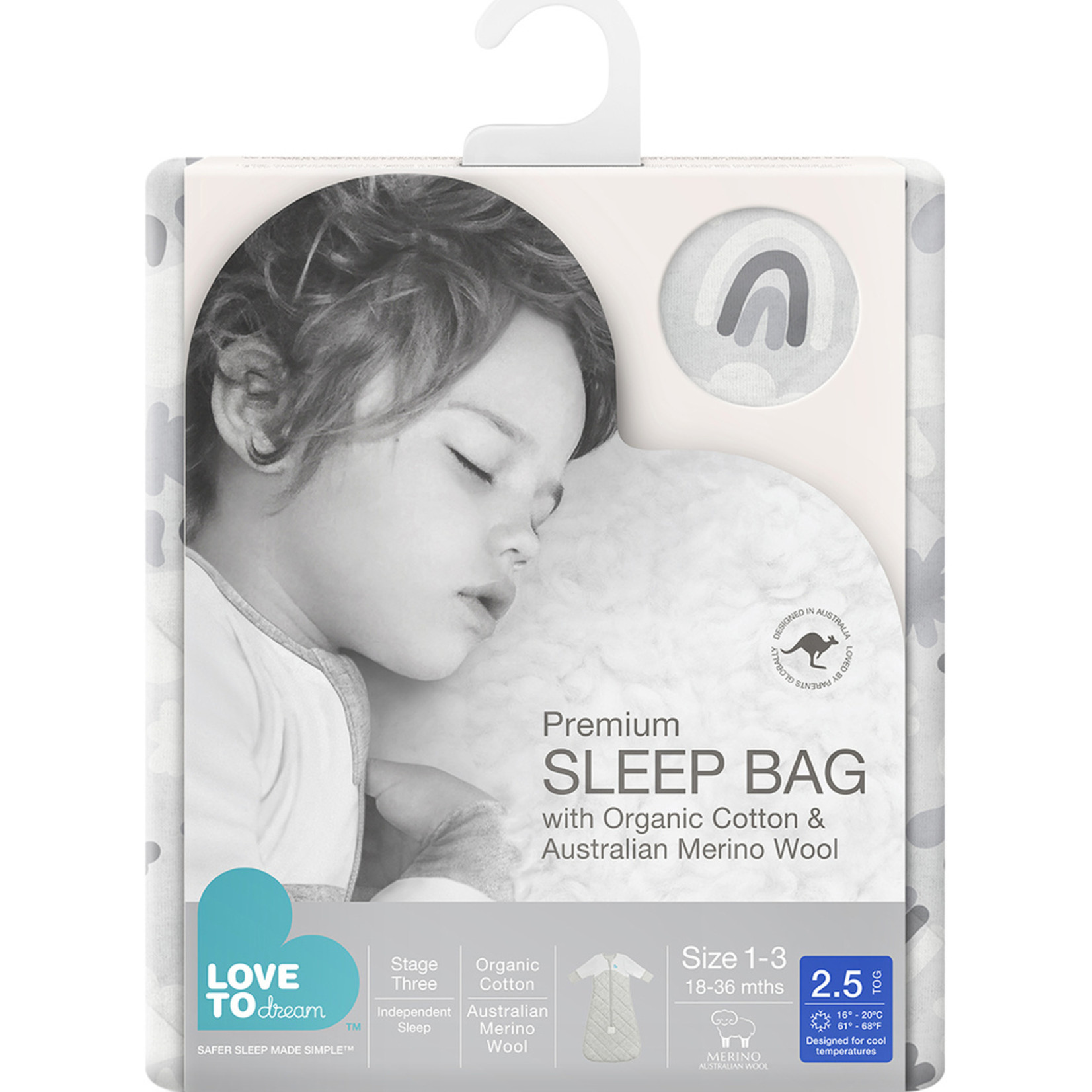 Love To Dream SLEEP BAG™ with Organic Cotton & Australian Merino Wool-Grey