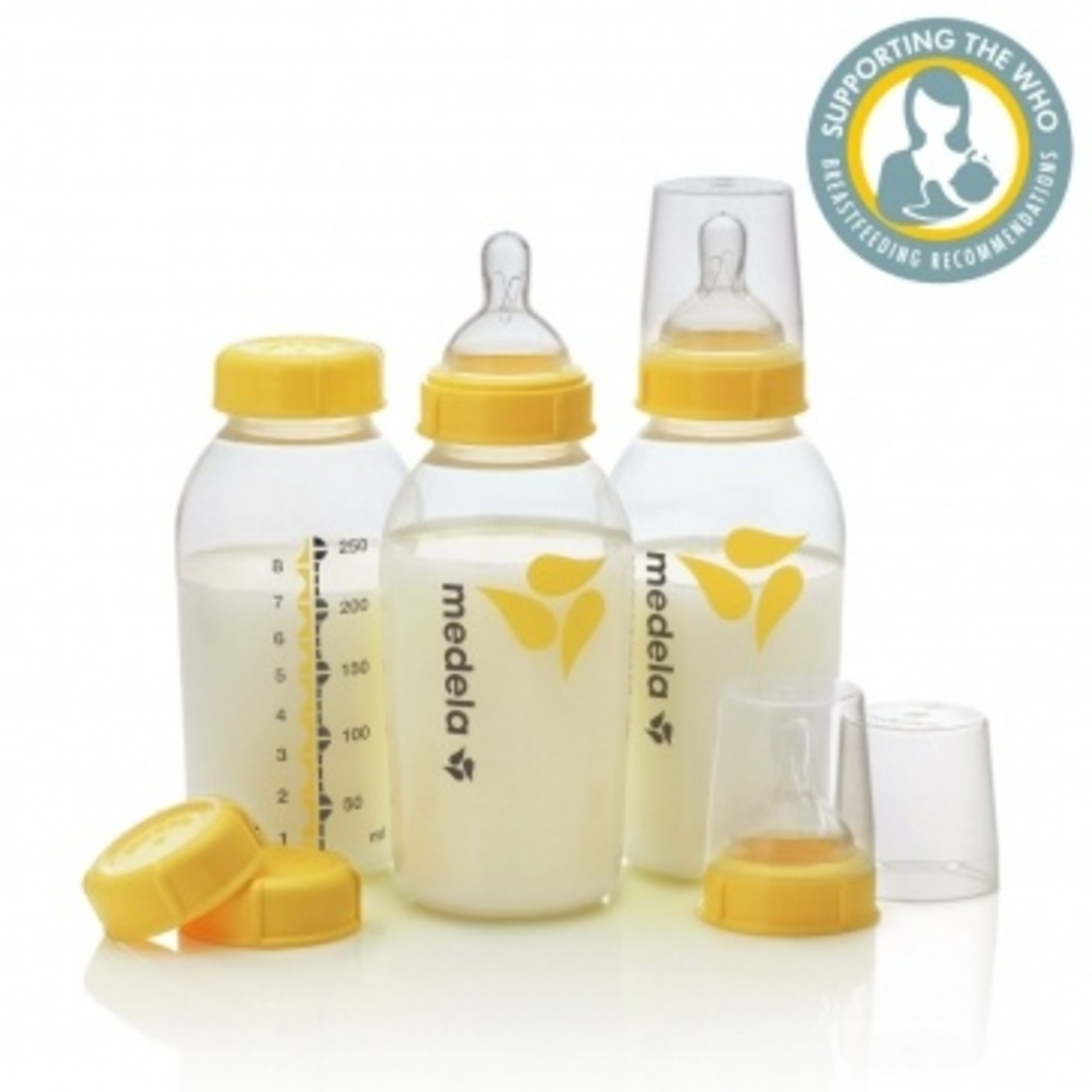 Medela Breastmilk Bottle 250ml with Wide Base Medium Flow Teat 3pk