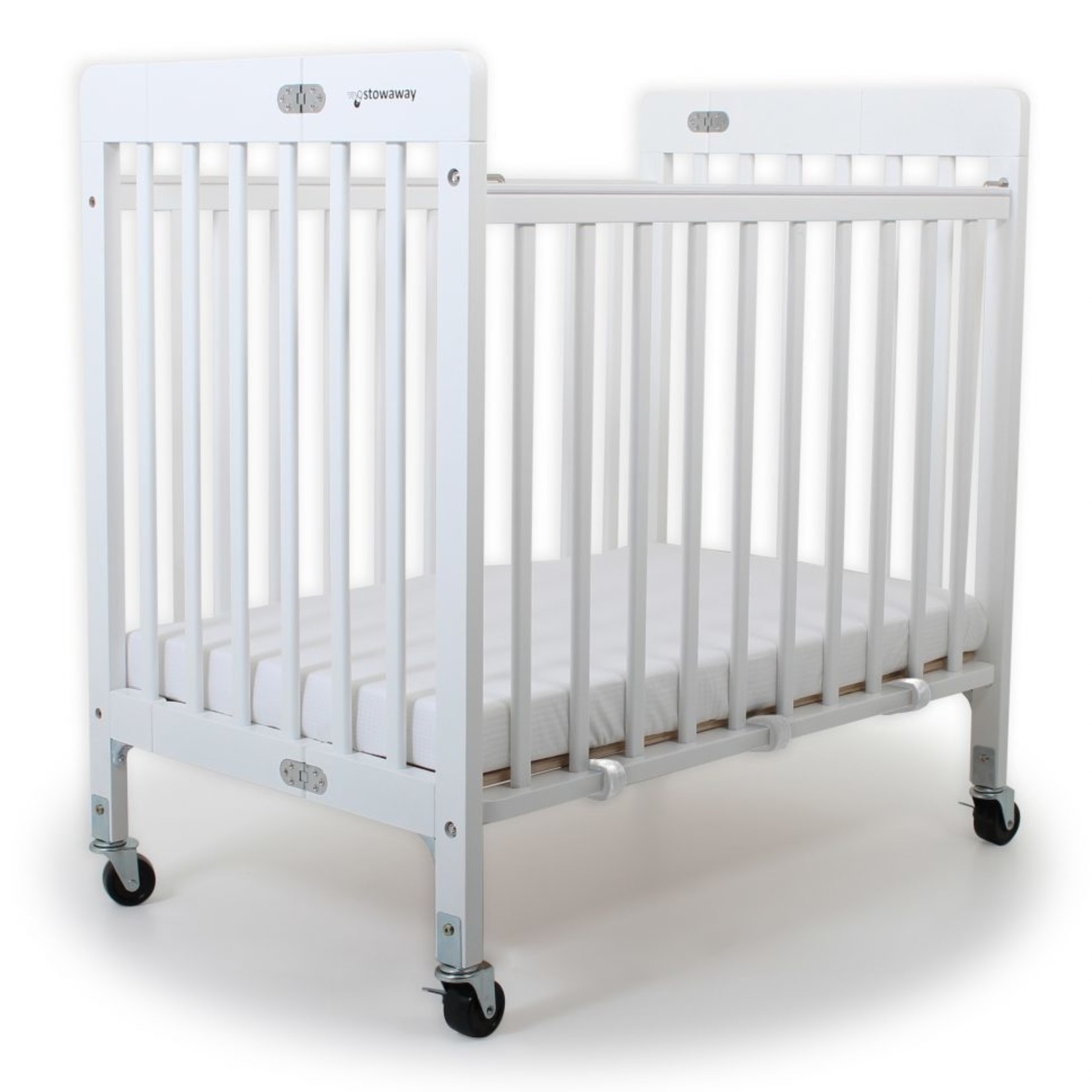 Baby Inc Stowaway Foldable Wooden Cot-White